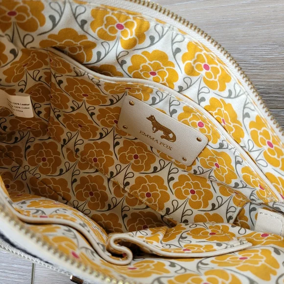 NWOT Emma Fox Genuine Leather Crossbody Purse/Shoulder Bag Zebra/Floral Pattern - Picture 3 of 6